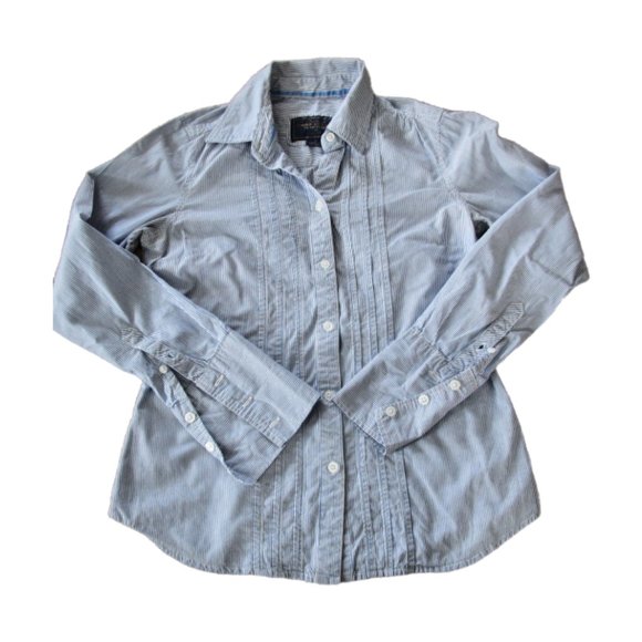 American Eagle Button Up Shirt Womens Size 4‎ Blue Striped Long Sleeve Collar - Picture 1 of 6